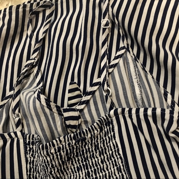 H&M Blue and White Striped Mini Dress Front Tie - Picture 3 of 8